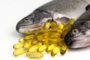 Fresh Rainbow trout and fish oil capsules
